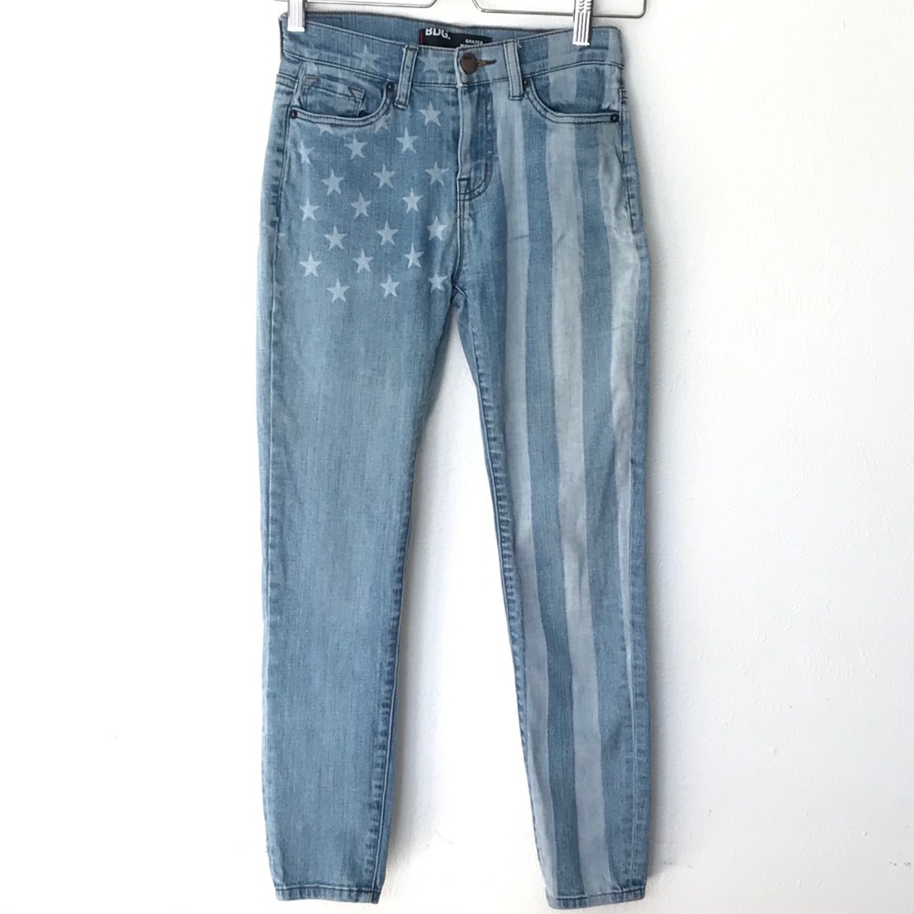 BDG Urban Outfitters Grazer High Rise American Flag Denim Skinny Jeans Pants 26